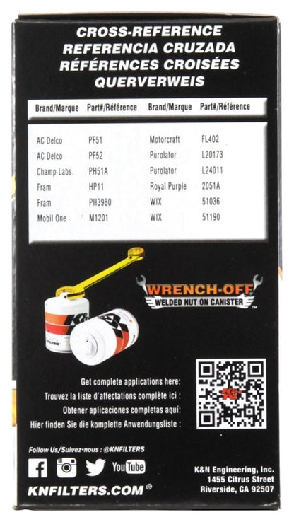K&N Engineering K&N Oil Filter OIL FILTER; AUTOMOTIVE HP-2001