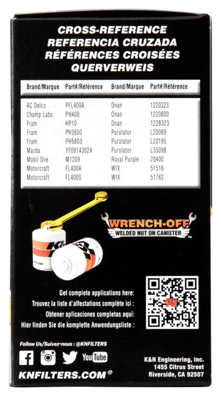 K&N Engineering K&N 03-05 Neon SRT-4 / Lotus Elise Performance Gold Oil Filter HP-2009