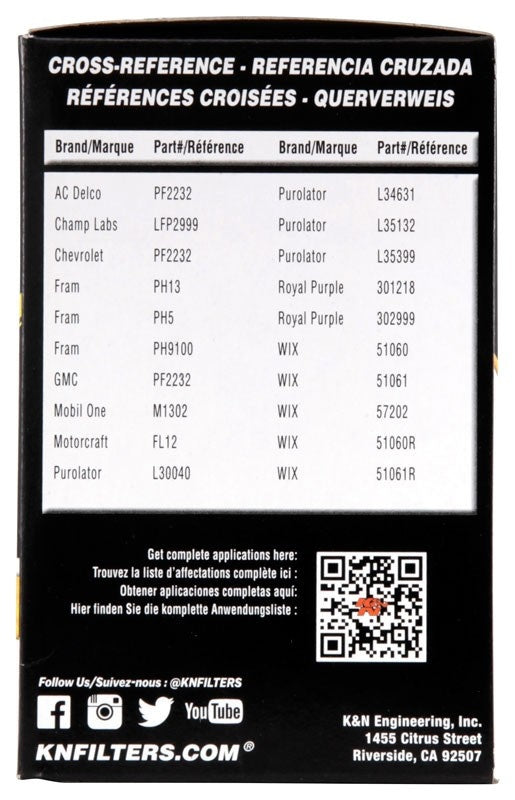 K&N Engineering K&N Oil Filter OIL FILTER; AUTOMOTIVE HP-3003