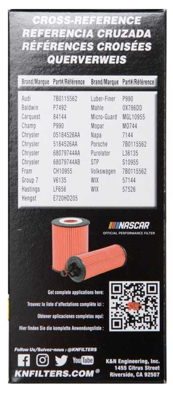 K&N Engineering K&N Performance Oil Filter for 11-13 Chrysler 200/300 3.6L / 11-13 Dodge Durango 3.6L HP-7025