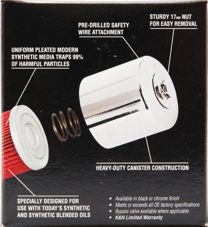 K&N Engineering K&N Suzuki / Arctic Cat / Cagiva / Kawasaki / Kymco / Aprilia 2.813in OD x 3.031in H Oil Filter KN-138