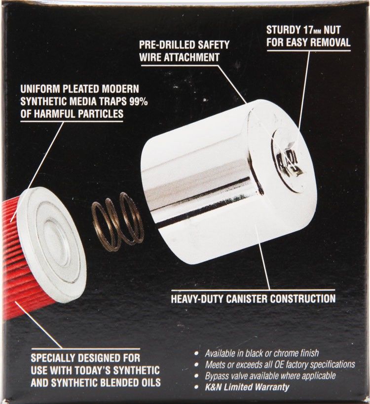 K&N Engineering K&N Suzuki / Arctic Cat / Cagiva / Kawasaki / Kymco / Aprilia 2.813in OD x 3.031in H Oil Filter KN-138