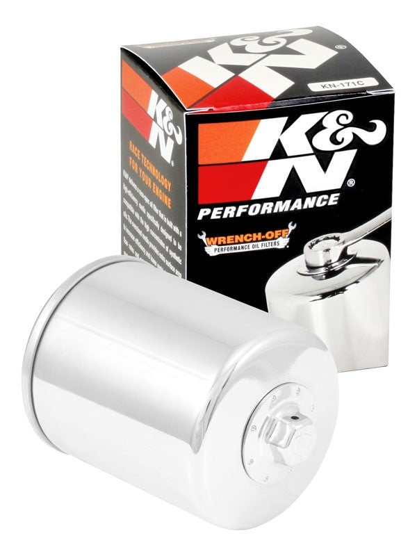 K&N Engineering K&N Harley Davidson / Buell 3in OD x 4.063in H Chrome Oil Filter KN-171C