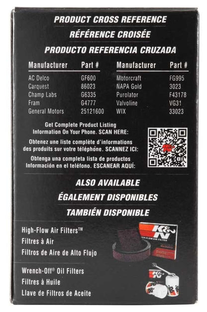 K&N Engineering K&N Cellulose Media Fuel Filter 1.688in OD x 3.813in L PF-1300