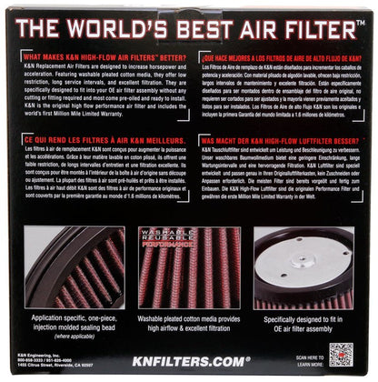 K&N Engineering K&N 2014 Indian Chief Classic 111 CI Replacement Drop In Air Filter PL-1814