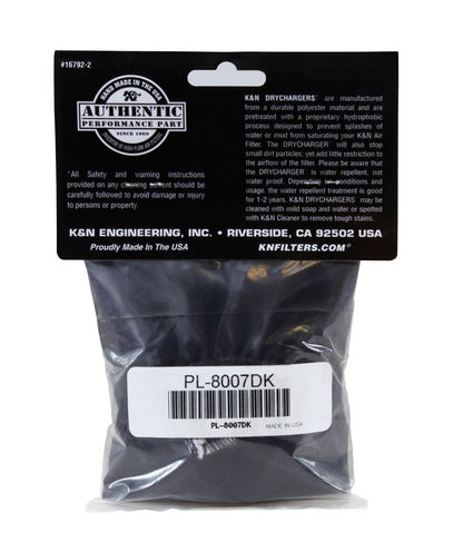 K&N Engineering K&N Air Filter Wrap Drycharger - Round Straight - Black for Polaris Ranger PL-8007DK
