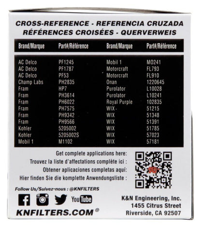 K&N Engineering K&N Oil Filter for Saab / Plymouth / Dodge / Suzuki / Chrysler / Toyota / Lexus 3in OD x 3.75in H PS-1002
