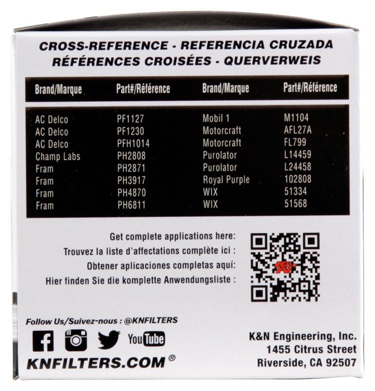 K&N Engineering K&N Oil Filter for Mazda / Honda / Isuzu / Chevy / Hyundai / Chevy / Ford / Mitsubishi / Subaru PS-1004