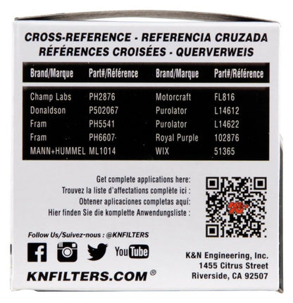 K&N Engineering K&N Oil Filter for Subaru / Mazda / Ford / Mitsubishi / Infiniti / Nissan / Hyundai / Dodge PS-1008
