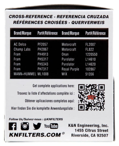 K&N Engineering K&N Oil Filter for Mazda / Ford / Nissan / Dodge / Mitsubishi / Infiniti / Honda / Acura PS-1010