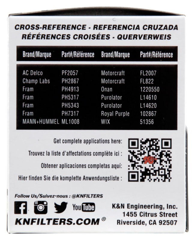 K&N Engineering K&N Oil Filter for Mazda / Ford / Nissan / Dodge / Mitsubishi / Infiniti / Honda / Acura PS-1010