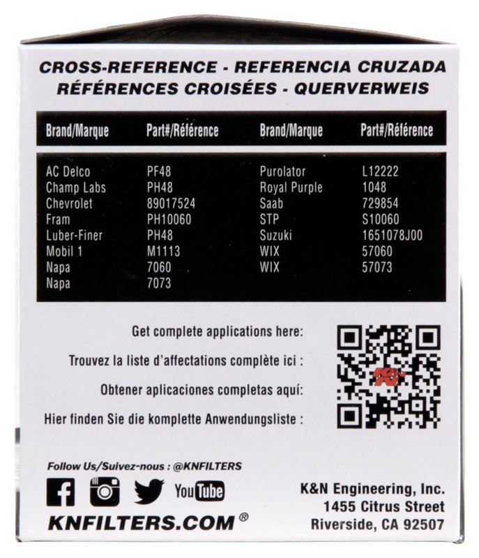 K&N Engineering K&N Oil Filter for Chevy / Dodge / Buick / Cadillac / GMC / Jeep / Hummer / Pontiac / Saab / Suzuki PS-1017