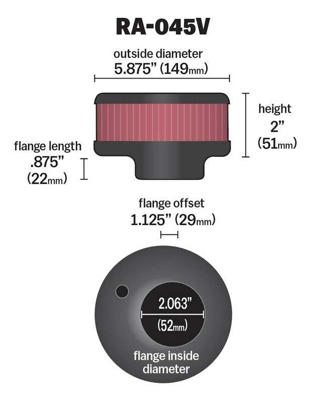 K&N Engineering K&N Universal Chrome Filter 2 1/16in Flange / 6in OD / 2in H / CR TP V RA-045V