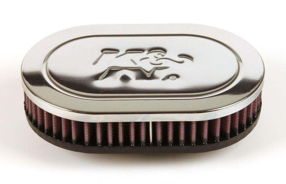 K&N Engineering K&N Universal Chrome Filter-Oval Straight 4.5 Inch O/S Width 7 Inch O/S Length 1.5 Inch Height RA-070V