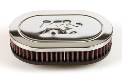 K&N Engineering K&N Universal Chrome Filter-Oval Straight 4.5 Inch O/S Width 7 Inch O/S Length 1.5 Inch Height RA-070V