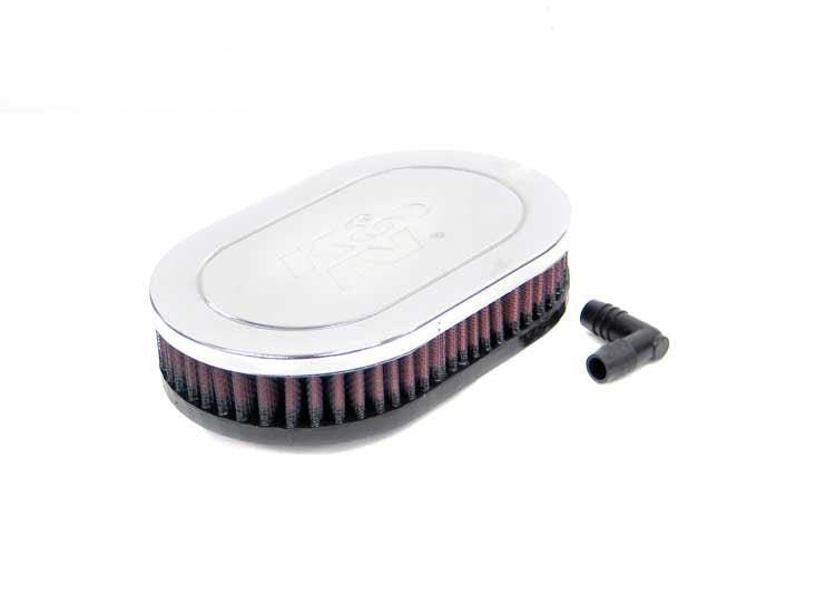 K&N Engineering K&N Universal Chrome Filter-Oval Straight 4.5 Inch O/S Width 7 Inch O/S Length 1.5 Inch Height RA-070V