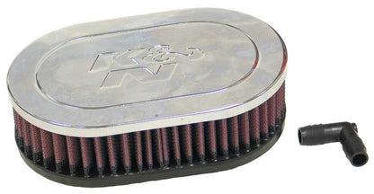 K&N Engineering K&N Universal Chrome Filter-Oval Straight 4.5 Inch O/S Width 7 Inch O/S Length 2 Inch Height RA-071V