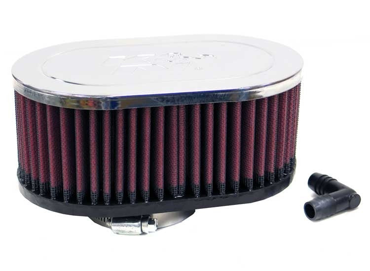 K&N Engineering K&N Universal Chrome Filter-Oval Straight 4.5 Inch O/S Width 7 Inch O/S Length 3 Inch Height RA-072V