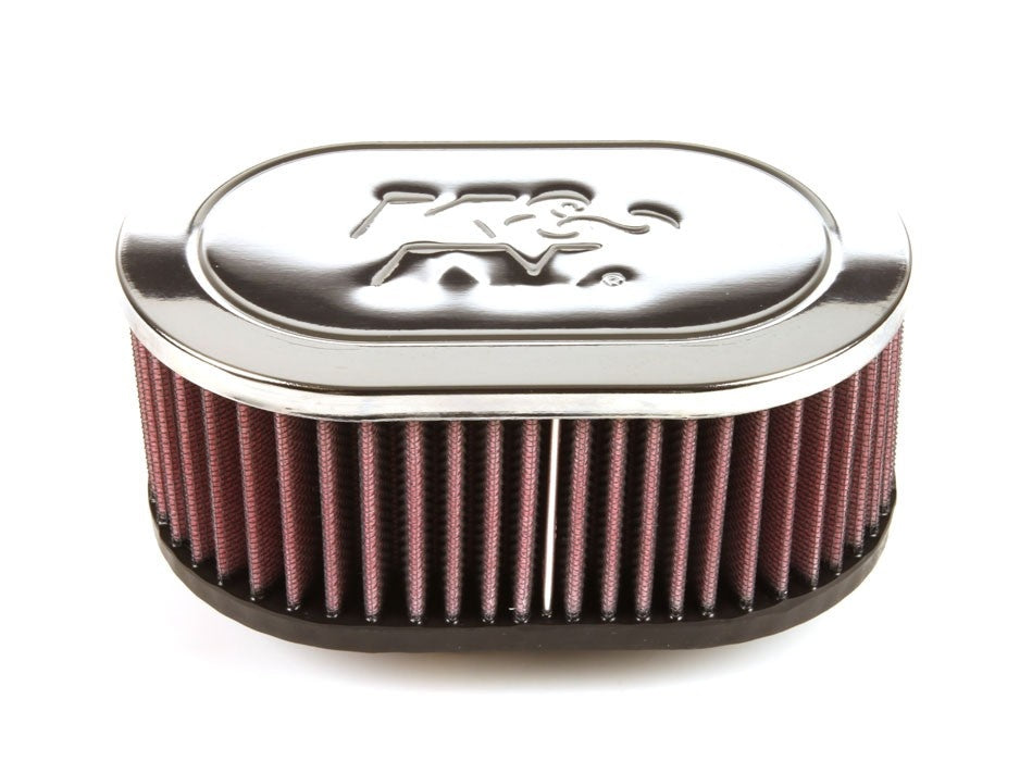 K&N Engineering K&N Universal Chrome Filter-Oval Straight 4.5 Inch O/S Width 7 Inch O/S Length 3 Inch Height RA-072V