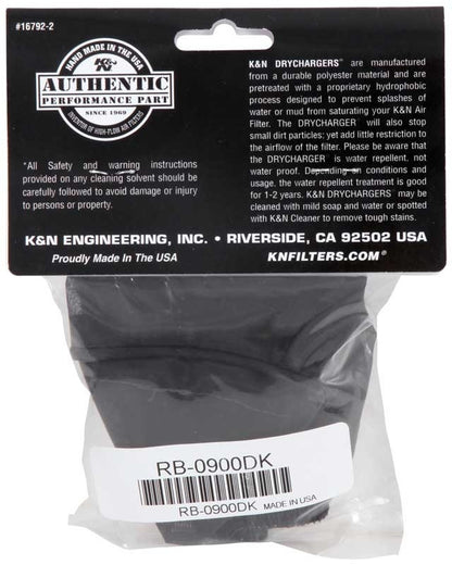 K&N Engineering K&N Black DryCharger Round Straight Air Filter Wrap 4.5in ID x 4in H RB-0900DK