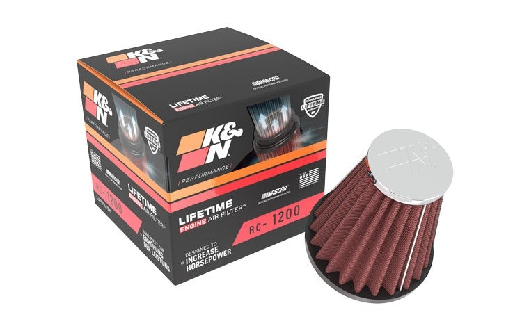 K&N Engineering K&N Universal Chrome Filter 2.063in Flange ID x 3.5in Base OD x 2in Top OD x 4in H RC-1200