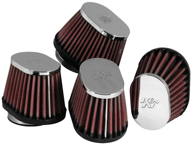 K&N Engineering K&N Universal Chrome Oval Tapered Air Filter - 2in Flg ID x 4in OS L 3in OS W x 2.75in H RC-1824