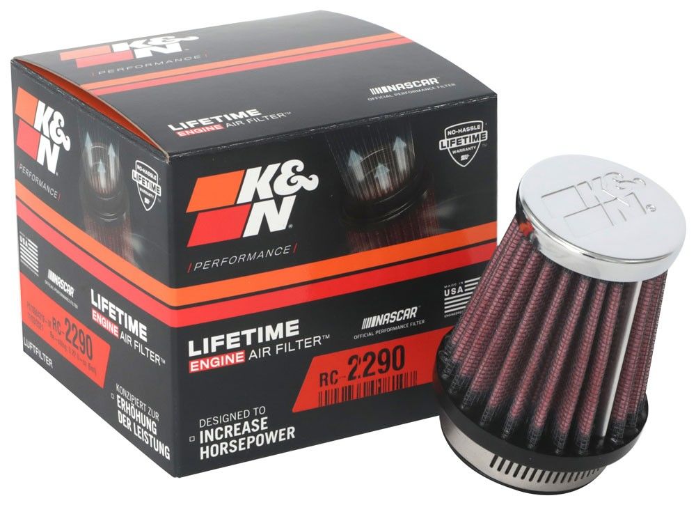 K&N Engineering K&N Universal Chrome Filter 1 9/16 inch FLG / 2 5/8 inch Bottom / 2 inch Top / 3 inch Height RC-2290
