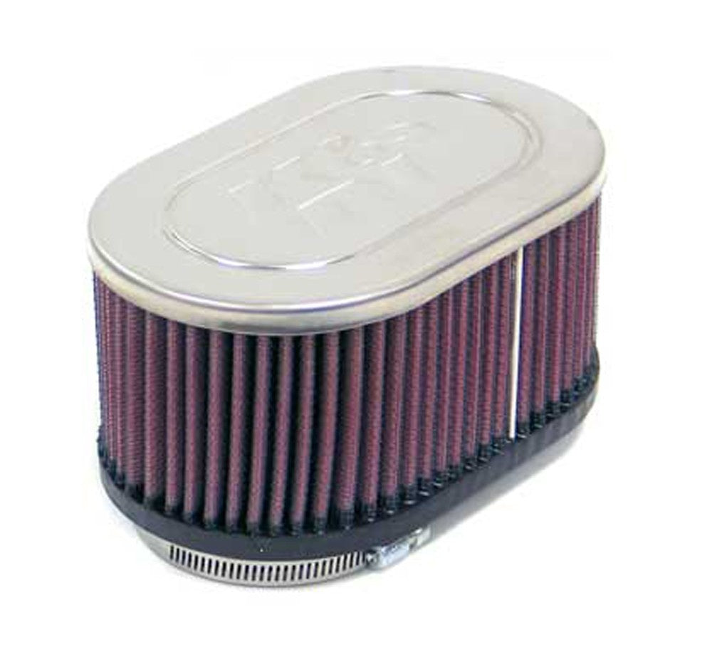 K&N Engineering K&N Universal Chrome Dual Centered Flange Oval Air Filter 2.125in Flg ID/6.25in OS L/4in OS W/3in H RC-3512