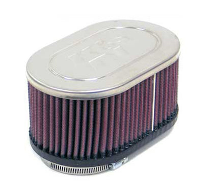K&N Engineering K&N Universal Chrome Dual Centered Flange Oval Air Filter 2.125in Flg ID/6.25in OS L/4in OS W/3in H RC-3512