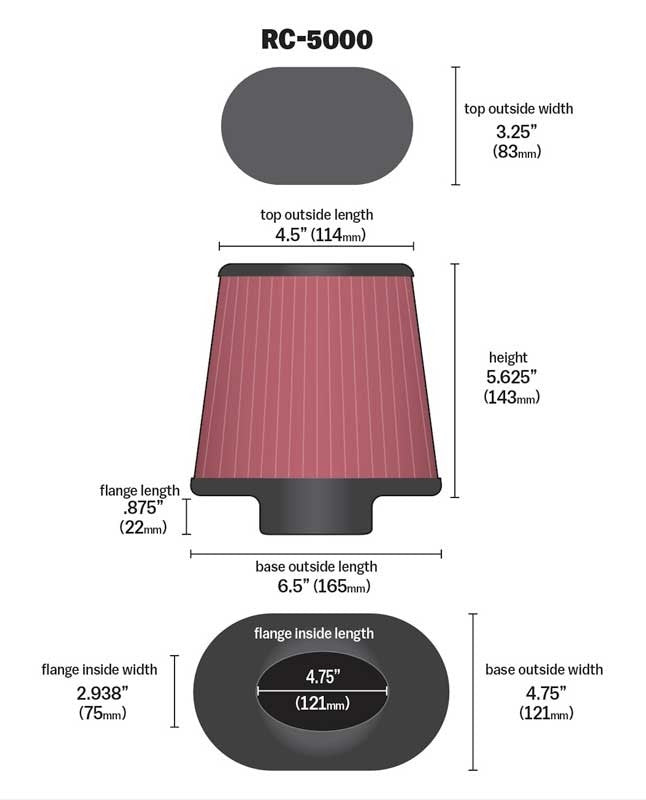K&N Engineering K&N Universal Chrome Filter GM TPI Custom - Oval Flange RC-5000