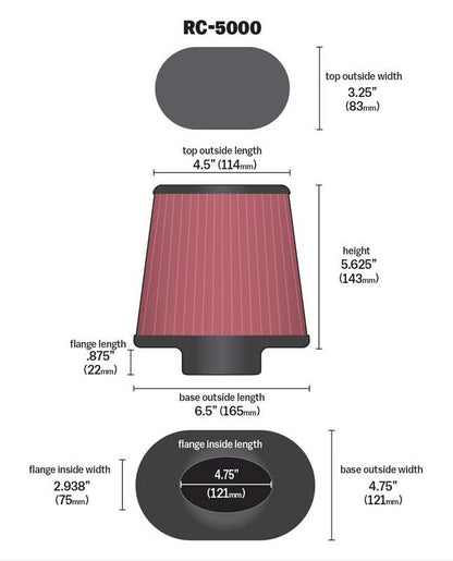 K&N Engineering K&N Universal Chrome Filter GM TPI Custom - Oval Flange RC-5000