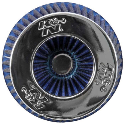 K&N Engineering K&N Universal Air Filter Chrome Round Tapered Blue - 4in Flange ID x 1.125in Flange Length x 5.5in H RG-1001BL