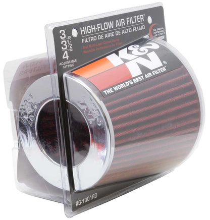 K&N Engineering K&N Universal Air Filter Chrome Round Tapered Red - 4in Flange ID x 1.125in Flange Length x 5.5in H RG-1001RD