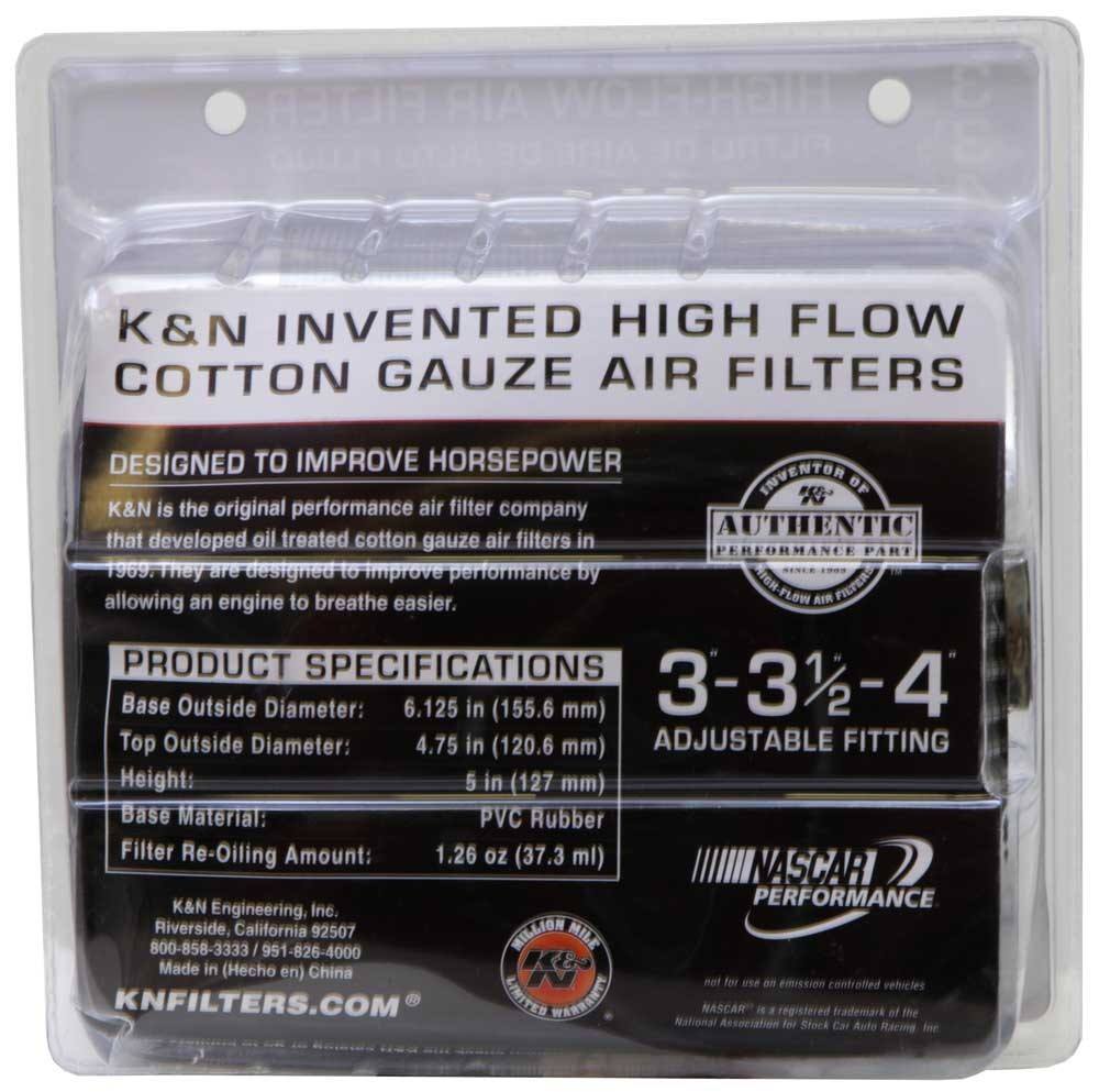 K&N Engineering K&N Universal Air Filter Chrome Round Tapered Red - 4in Flange ID x 1.125in Flange Length x 5.5in H RG-1001RD