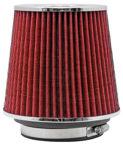 K&N Engineering K&N Universal Air Filter Chrome Round Tapered Red - 4in Flange ID x 1.125in Flange Length x 5.5in H RG-1001RD