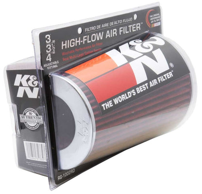 K&N Engineering K&N Universal Air Filter Chrome Round Tapered Red - 4in Flange ID x 1.125in Flange Length x 9.5in H RG-1002RD