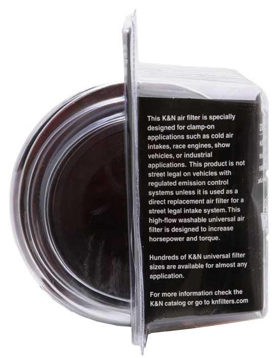 K&N Engineering K&N Universal Air Filter Chrome Round Tapered Red - 4in Flange ID x 1.125in Flange Length x 9.5in H RG-1002RD