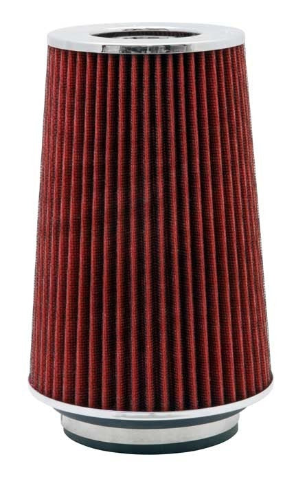 K&N Engineering K&N Universal Air Filter Chrome Round Tapered Red - 4in Flange ID x 1.125in Flange Length x 9.5in H RG-1002RD