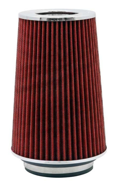 K&N Engineering K&N Universal Air Filter Chrome Round Tapered Red - 4in Flange ID x 1.125in Flange Length x 9.5in H RG-1002RD