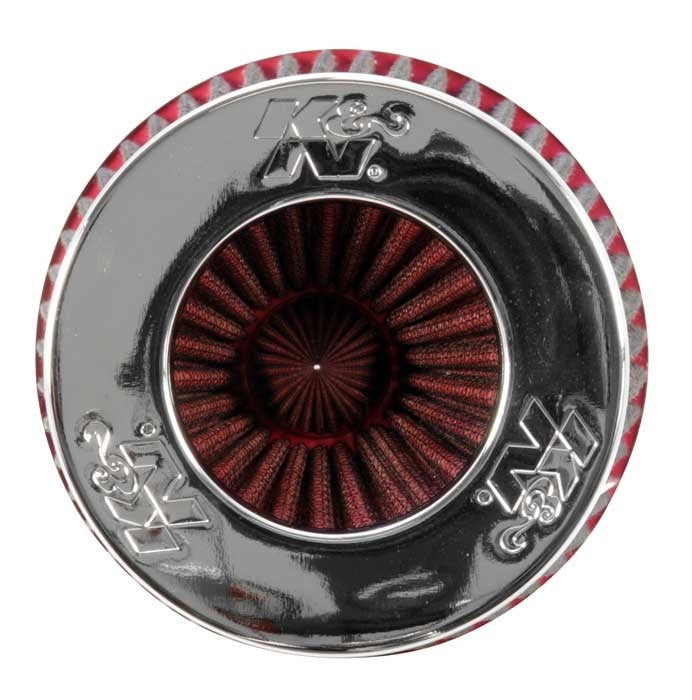 K&N Engineering K&N Universal Air Filter Chrome Round Tapered Red - 4in Flange ID x 1.125in Flange Length x 9.5in H RG-1002RD