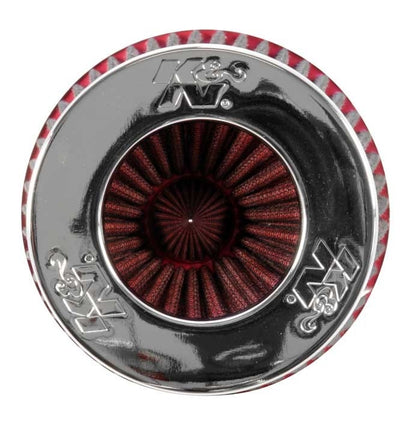 K&N Engineering K&N Universal Air Filter Chrome Round Tapered Red - 4in Flange ID x 1.125in Flange Length x 9.5in H RG-1002RD