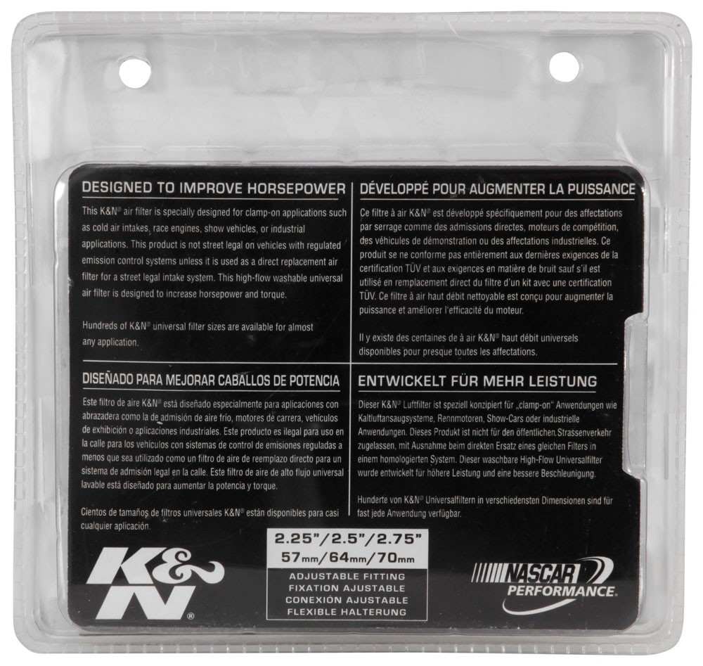 K&N Engineering K&N Universal Chrome Filter 2 3/4in FLG / 4 1/2in Bottom / 4 1/2in Height RG-1003RD-L