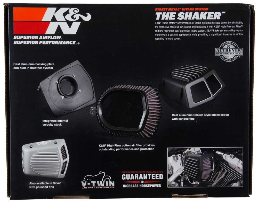 K&N Engineering K&N Street Metal Intake System 08-16 Harley Davidson Shaker Silver H/D Touring Models RK-3951S