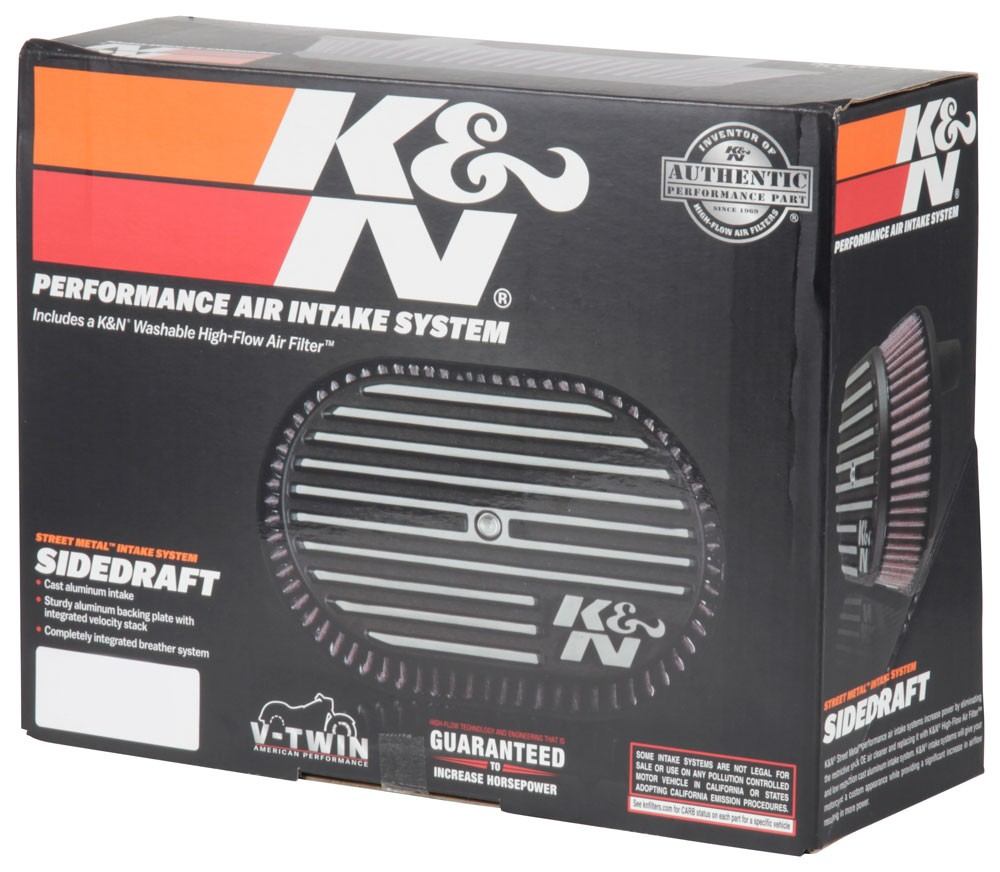 K&N Engineering K&N Street Metal Intake System Side Draft Touring Silver Intake System-Harley Davidson RK-3952S