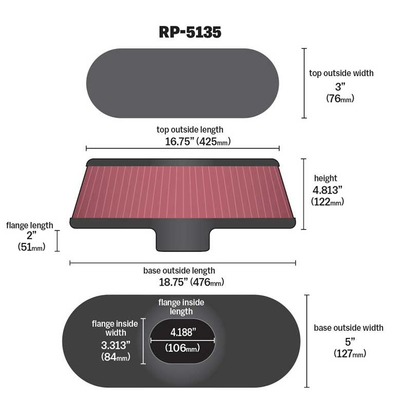 K&N Engineering K&N Air Filter with Carbon Fiber Top and Base RP-5135