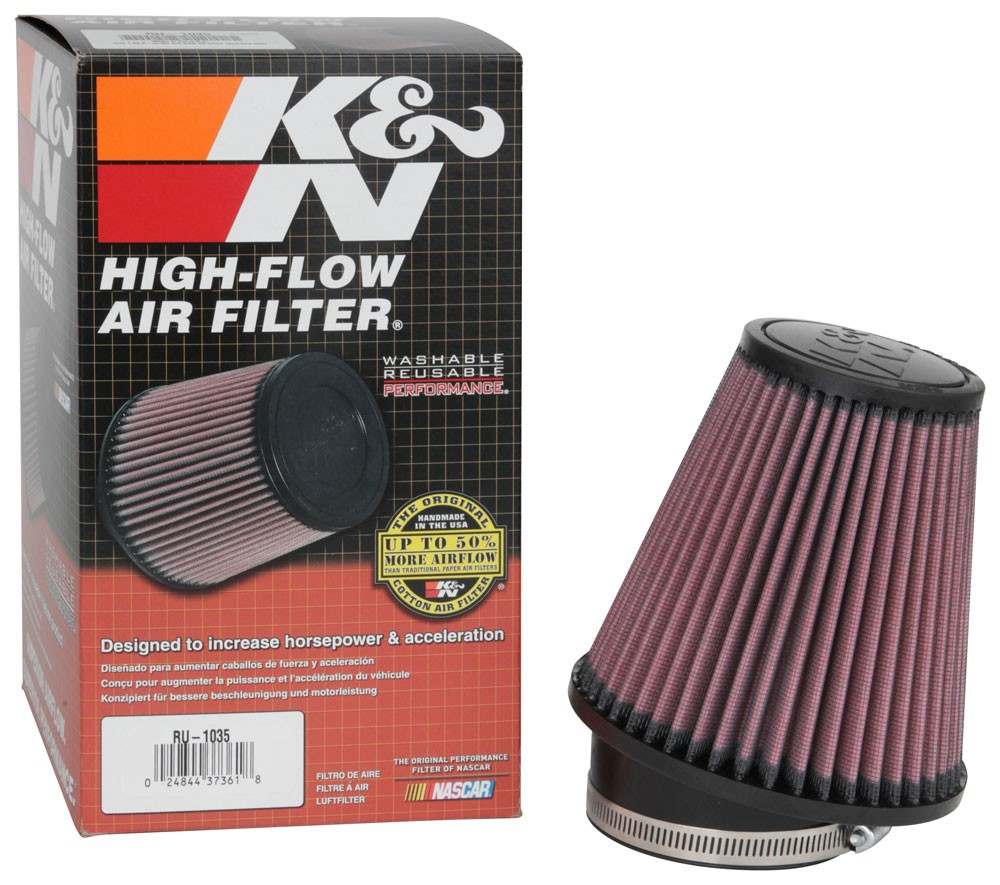 K&N Engineering K&N Filter Universal Rubber Filter 3 1/2 inch 10 Degree Flange 5 3/4 inch OD 6 inch Height RU-1035