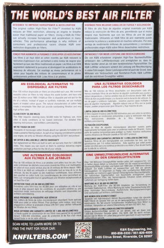 K&N Engineering K&N Filter Universal Rubber Filter 20 Deg Flange Angle 2.25in Flange ID x 3.5in OD x 5in H RU-1710