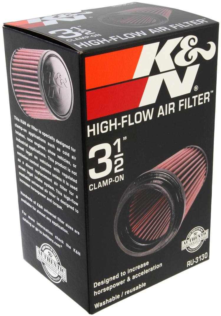 K&N Engineering K&N Filter Universal Rubber Filter 3 1/2 inch Flange 4 5/8 inch Base 3 1/2 inch Top 7 inch Height RU-3130