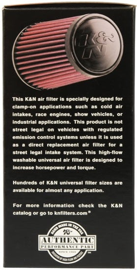 K&N Engineering K&N Filter Universal Rubber Filter 3 1/2 inch Flange 4 5/8 inch Base 3 1/2 inch Top 7 inch Height RU-3130