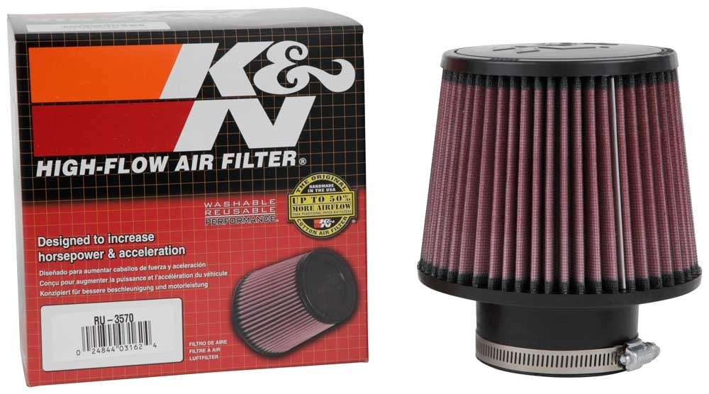 K&N Engineering K&N Filter Universal Rubber Filter 3in Flange ID 6in Base OD 5.125in Top OD 5in Height RU-3570